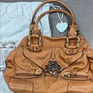 Vintage Juicy Couture Tan Leather Shoulder Bag Y2K